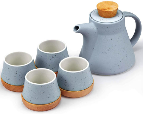 Ceramic Teapot Set With 4 Teacup Tray